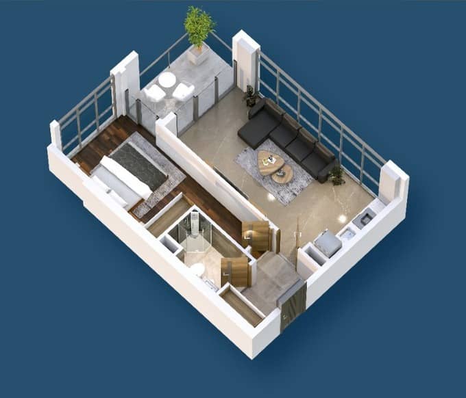 {{roomApartmentOrStudio}}, 51.4 მ², 3 სართული, Sea Zone ბათუმში