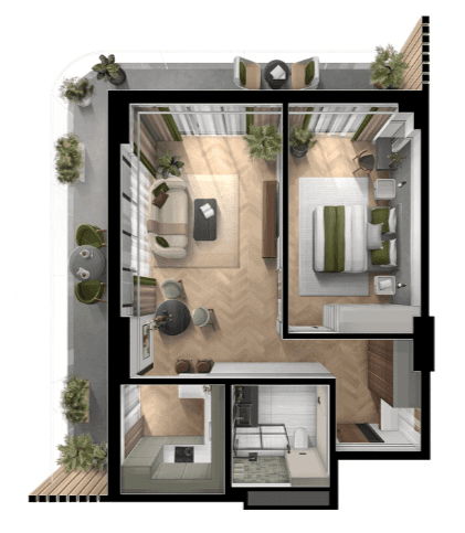 {{roomApartmentOrStudio}}, 87.44 მ², 14 სართული, Queen's residence ბათუმში