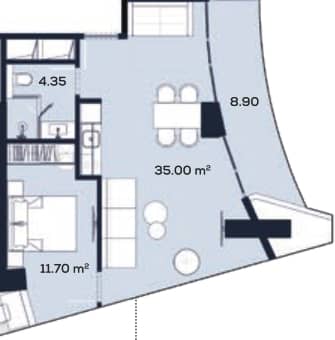 1-room, 60 m²