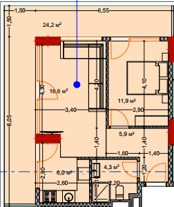 2-room, 72.4 m², Floor 5