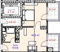 {{roomApartmentOrStudio}}, 56.1 მ², 4 სართული, Aquapark Residence ბათუმში