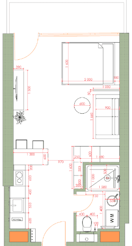 {{roomApartmentOrStudio}}, 34.74 მ², 37 სართული, 7th Heaven Residence ბათუმში