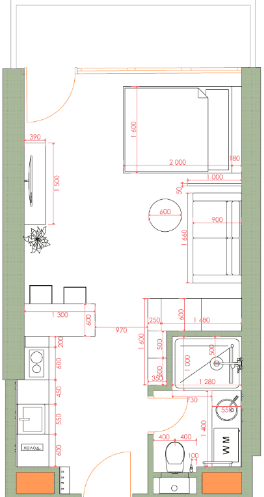 {{roomApartmentOrStudio}}, 34.74 მ², 38 სართული, 7th Heaven Residence ბათუმში