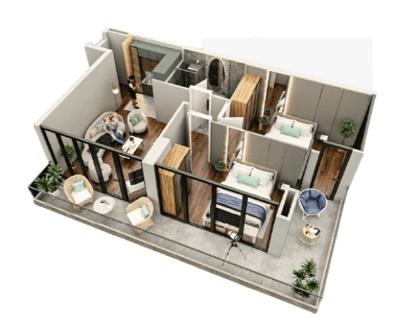 {{roomApartmentOrStudio}}, 73.14 მ², 3 სართული, Tekto Rakurs ბათუმში
