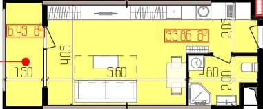 {{roomApartmentOrStudio}}, 40.29 m², 27 floor, Intourist Residence in Batumi