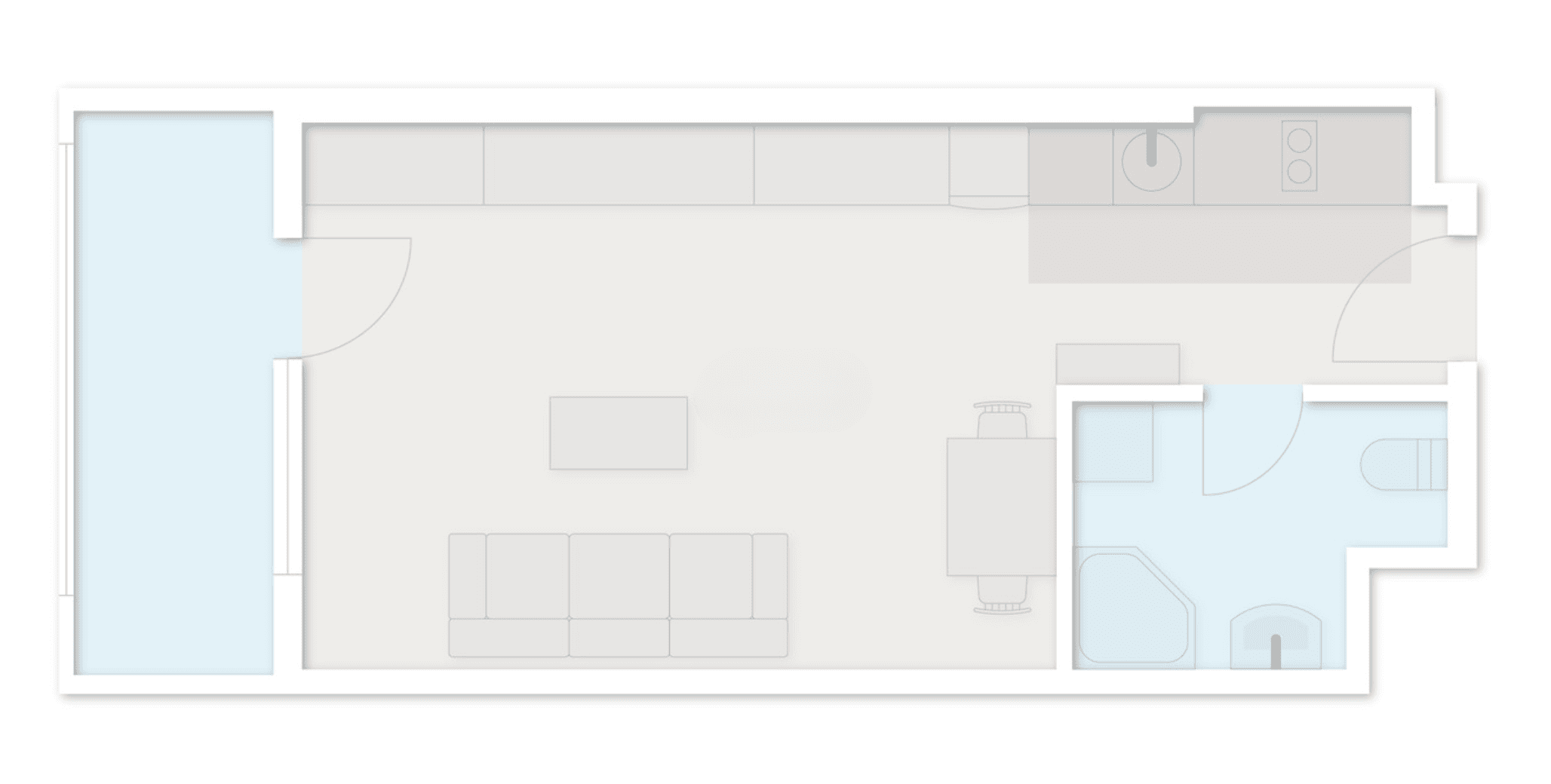 单间, 37.6 m²