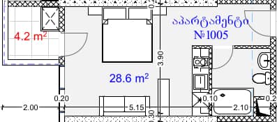 {{roomApartmentOrStudio}}, 32.8 მ², 10 სართული, Aquapark Residence ბათუმში