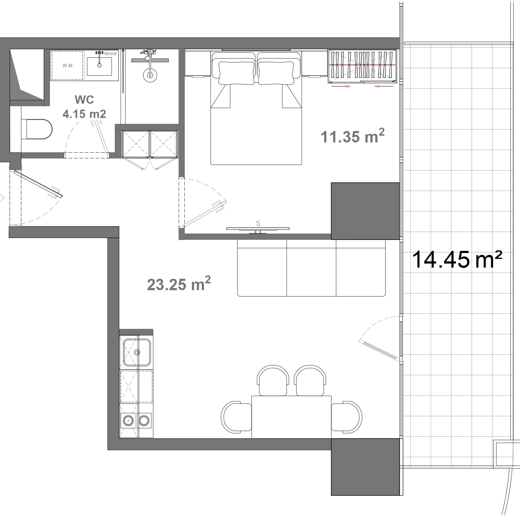 {{roomApartmentOrStudio}}, 53.45 მ², 18 სართული, Ambassadori Island ბათუმში