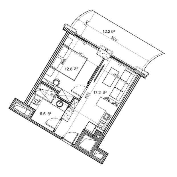 2-room, 48.5 m²