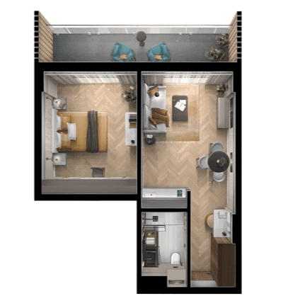 {{roomApartmentOrStudio}}, 54.43 მ², 4 სართული, Queen's residence ბათუმში