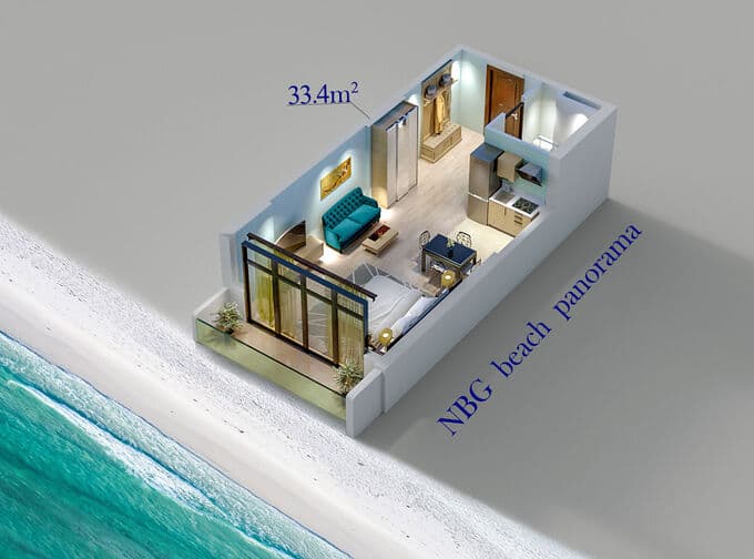 Студия, 33.4 м², 3 этаж в ЖК "NBG Beach Panorama"