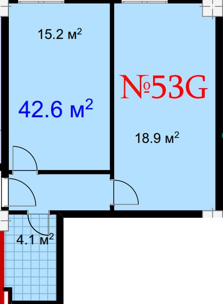 1-bedroom apartment, 42.6 m², 17 floor in "Mardi City Center"