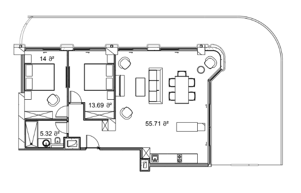 2-комнатная квартира, 159.99 м², 8 этаж в ЖК "Next Collection"