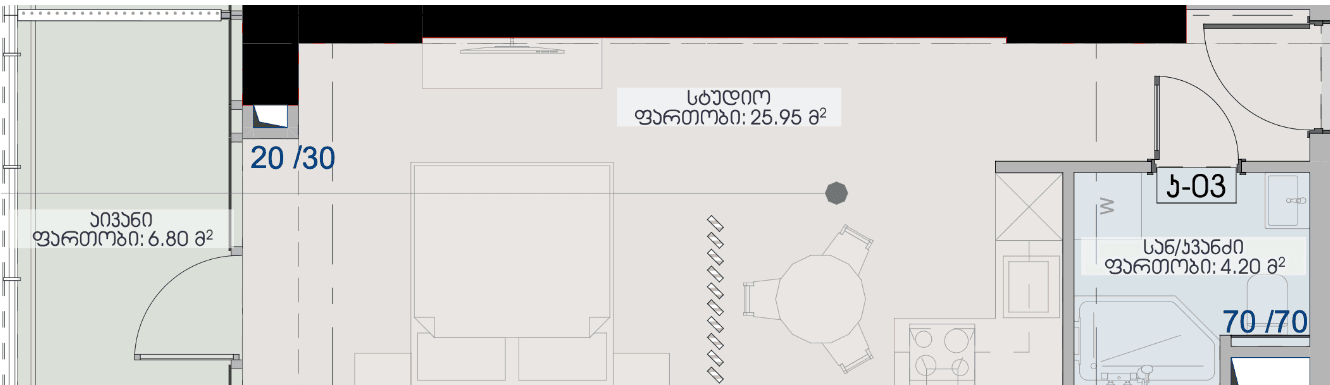 Студия, 36.95 м², 22 этаж в ЖК "Geuz Towers"