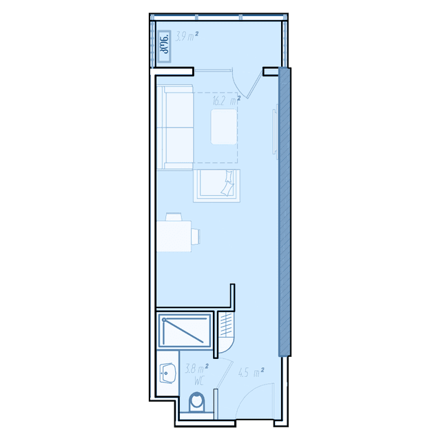 studio, 32.2 m², 13 floor in "BlueSky Tower"