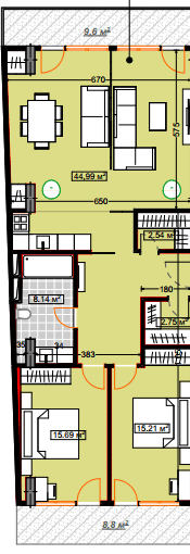 3-bedroom apartment, 122 m², 5 floor in "Bi Residence"