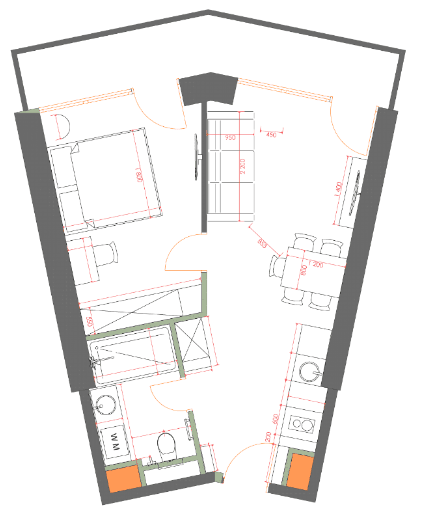 1-bedroom apartment, 49.63 m², 26 floor in "7th Heaven Residence"