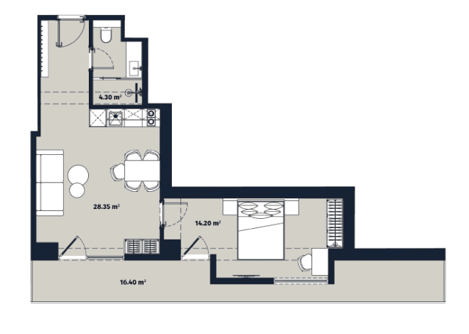 1-комнатная квартира, 63.25 м², 24 этаж в ЖК "Alliance Renaissance"