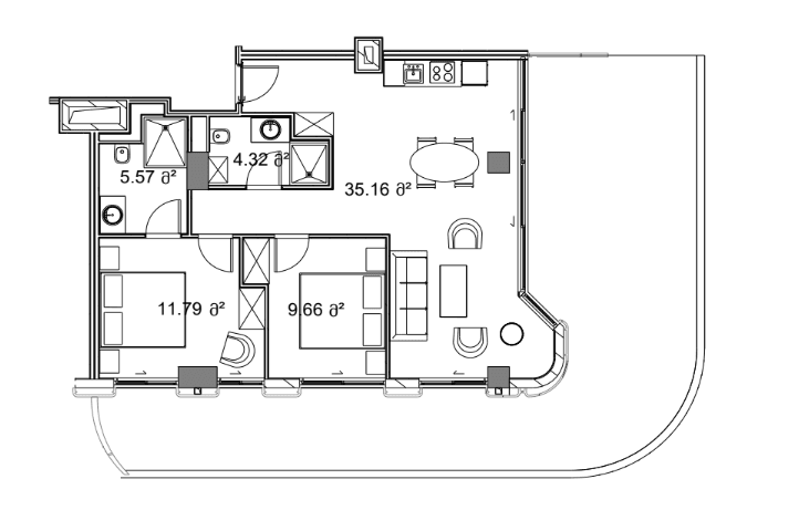 2-bedroom apartment, 132.7 m², 2 floor in "Next Collection"