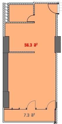studio, 56.3 m², 2 floor in "White House"