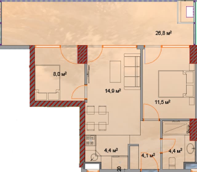 2-bedroom apartment, 76.1 m², 7 floor in "Horizon Grand Residence"