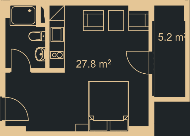 Студия, 34 м², 9 этаж в ЖК "Green Side Gonio"