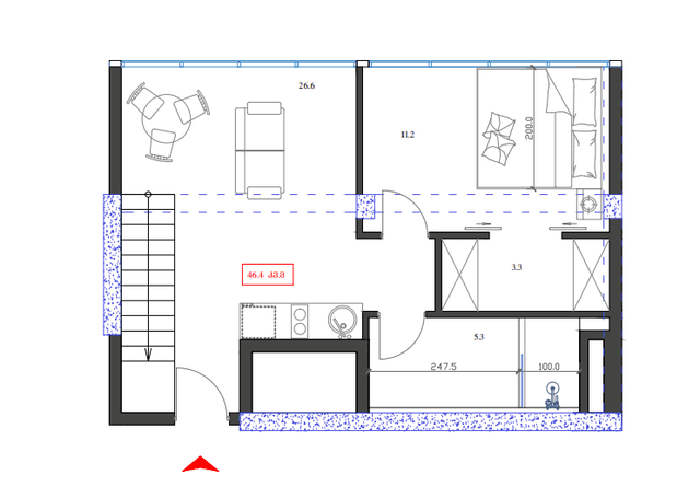 1-комнатная квартира, 46.4 м², 18 этаж в ЖК "Marina Club"
