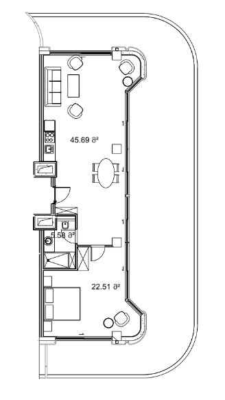 1-комнатная квартира, 163.29 м², 12 этаж в ЖК "Next Collection"