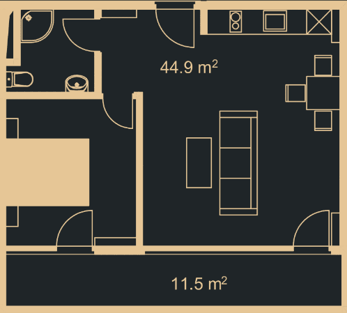1-комнатная квартира, 56.1 м², 14 этаж в ЖК "Green Side Gonio"