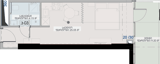 studio, 38.4 m², 18 floor in "Geuz Towers"