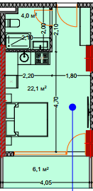 studio, 33.3 m², 2 floor in "Lagoon Resort"