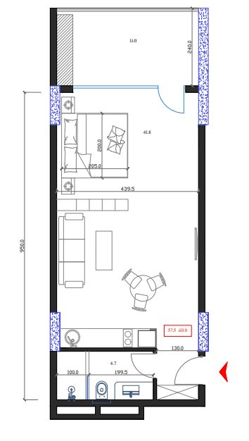 Студия, 57.5 м², 15 этаж в ЖК "Marina Club"