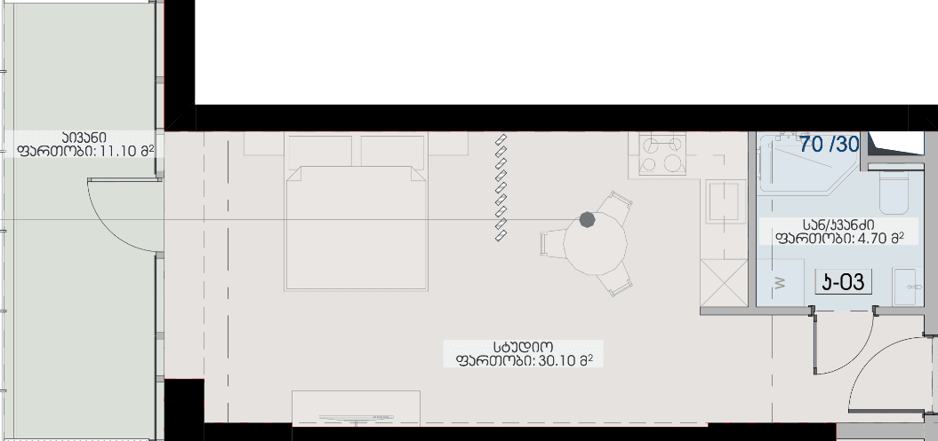 Студия, 45.9 м², 17 этаж в ЖК "Geuz Towers"
