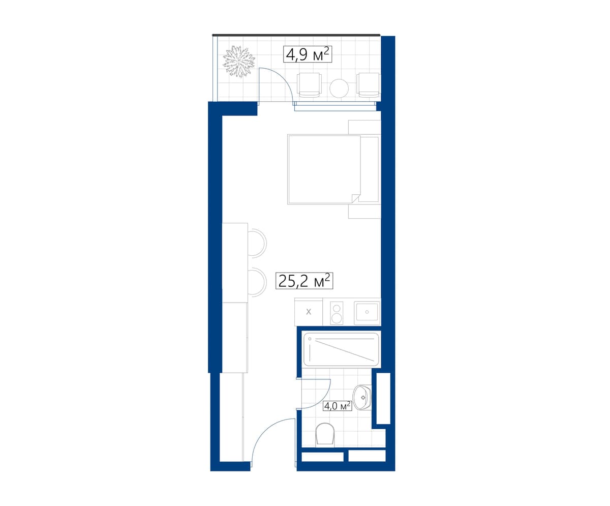 Студия, 30.1 м², 30 этаж в ЖК "Calligraphy Towers"