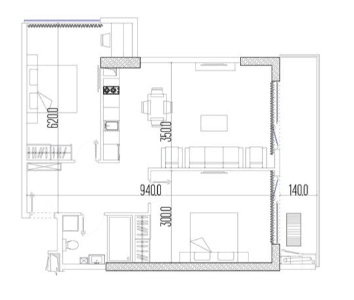 3-комнатная квартира, 74 м², 31 этаж в ЖК "Intourist Residence"