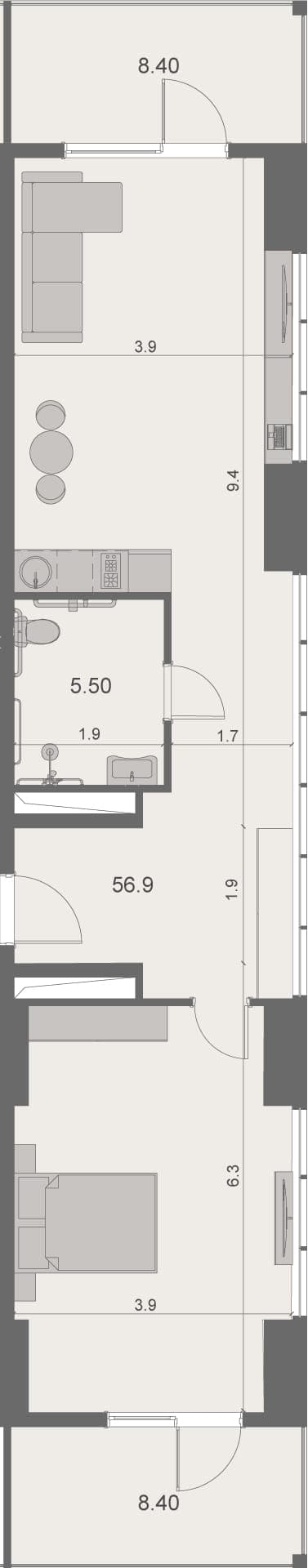 1-bedroom apartment, 79.2 m², 17 floor in "Stay & Rent"