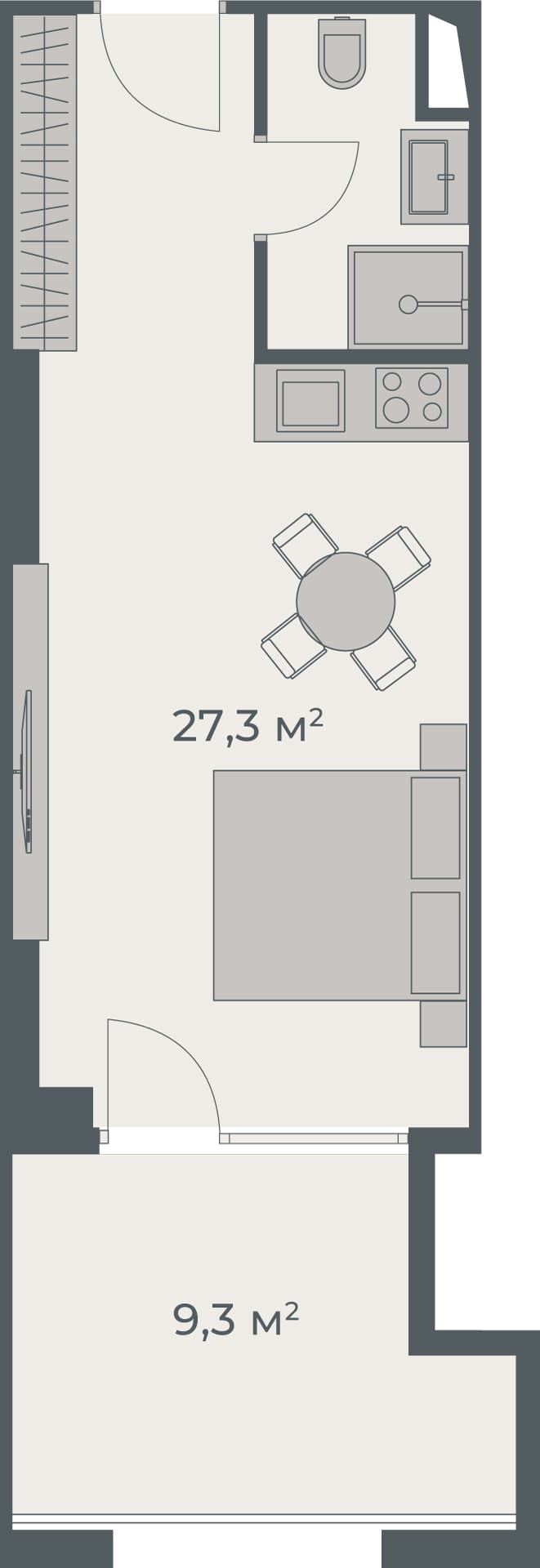 Студия, 36.6 м², 28 этаж в ЖК "One"