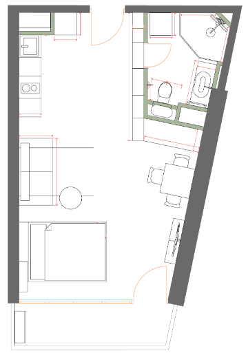 studio, 40.28 m², 38 floor in "7th Heaven Residence"