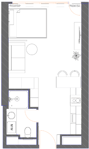 studio, 42.15 m², 19 floor, 7th Heaven Residence in Batumi