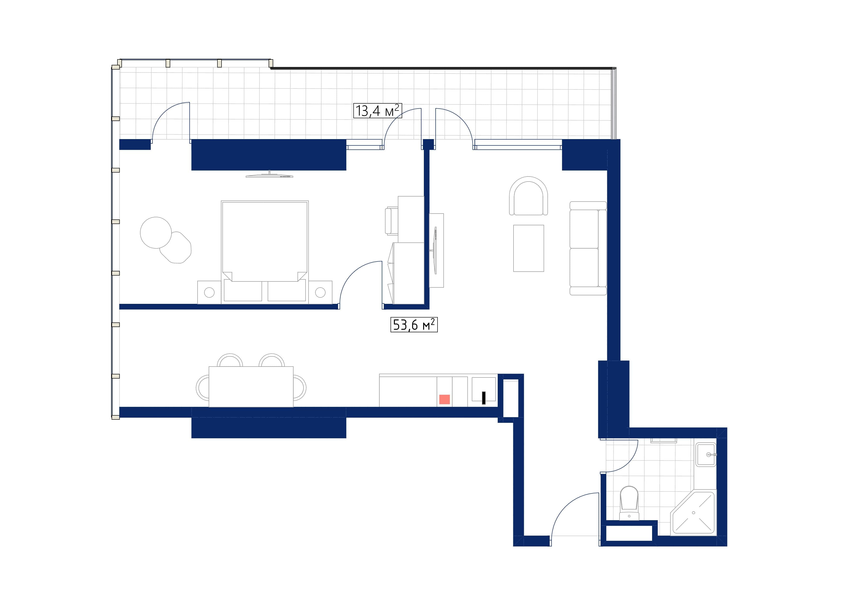 1-bedroom apartment, 68.2 m², 18 floor in "Calligraphy Towers"