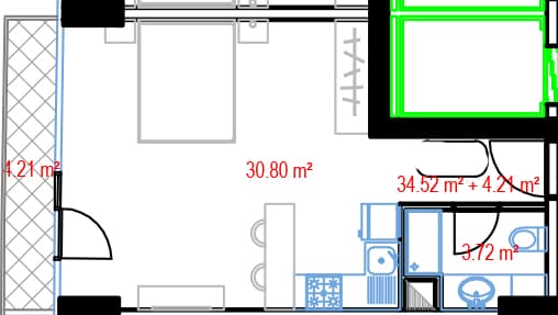 studio, 38.73 m², 11 floor in "Batumi View"