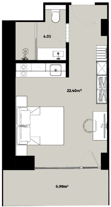 studio, 33.35 m², 46 floor in "Alliance Centropolis"