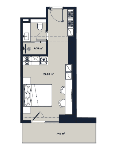 Студия, 35.75 м², 24 этаж в ЖК "Alliance Renaissance"