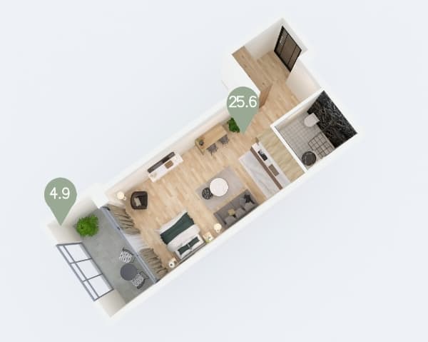 studio, 30.5 m², 2 floor in "Max Holding Gonio"