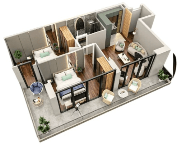 2-комнатная квартира, 76.8 м², 4 этаж в ЖК "Tekto Rakurs"