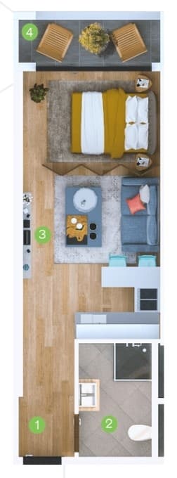 Студия, 33.9 м², 26 этаж в ЖК "Terrassa Batumi"