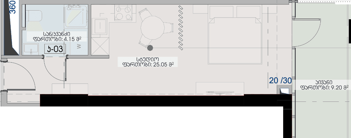 Студия, 38.4 м², 38 этаж в ЖК "Geuz Towers"