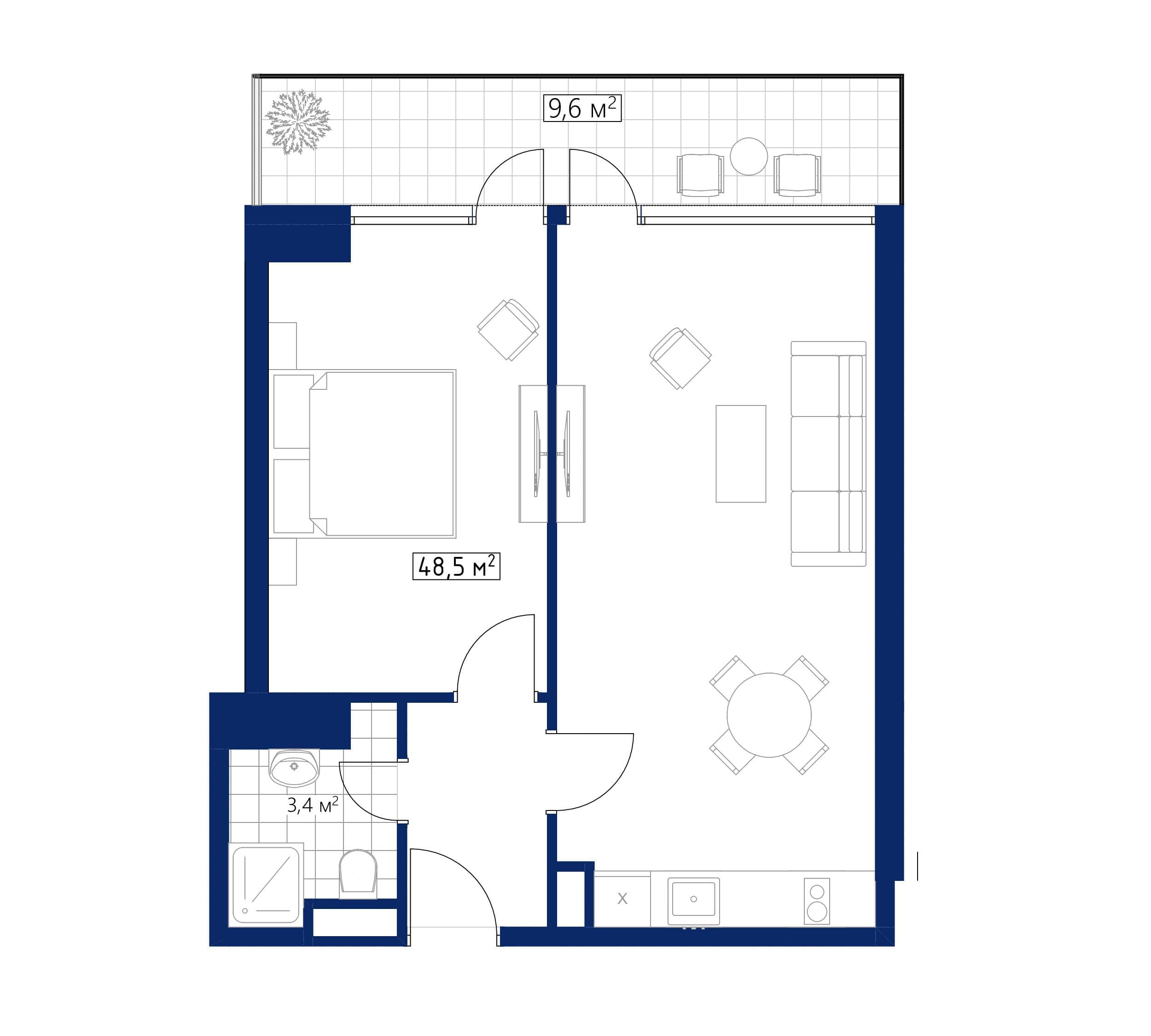 1-bedroom apartment, 58.1 m², 42 floor in "Calligraphy Towers"
