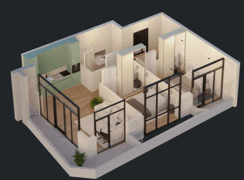 2-комнатная квартира, 72.2 м², 6 этаж в ЖК "Green Side Gonio"