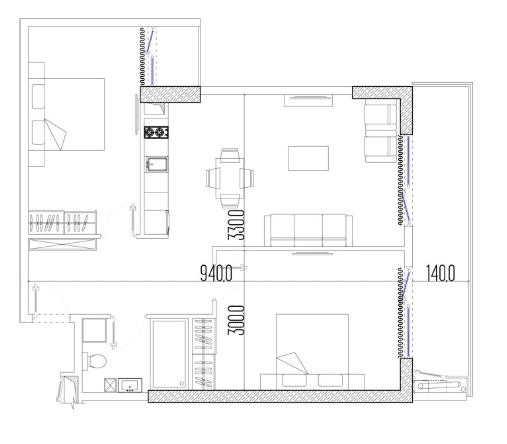 3-bedroom apartment, 72.6 m², 17 floor in "Intourist Residence"